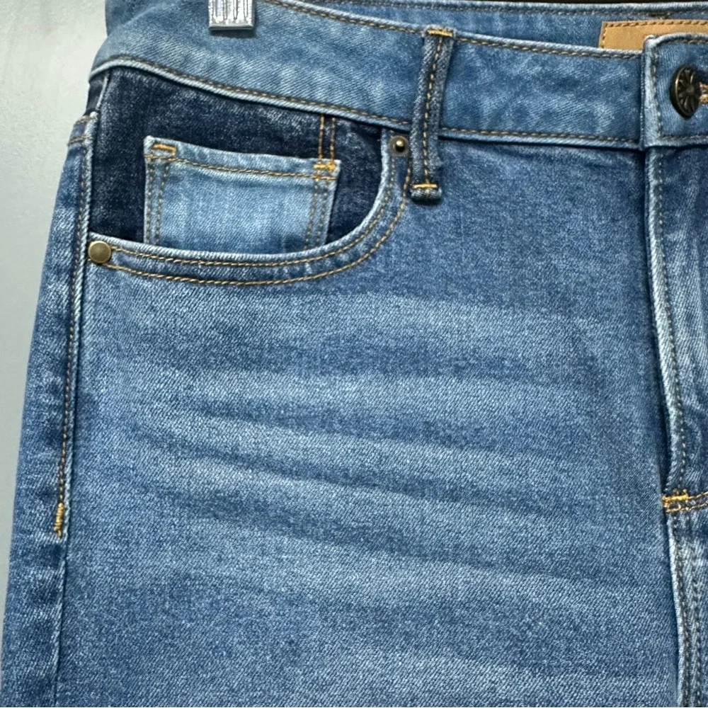 🔥SOLD🔥Driftwood Classic Fit Cleo Patchwork High Rise Flare Jeans Raw Hem - Picture 4 of 15
